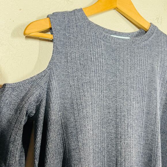 NEW! She + Sky Cold Shoulder Jersey Dress Knit Stripe Crewneck Shift - S - Picture 3 of 5